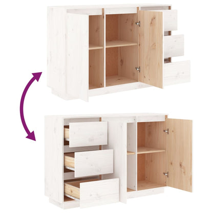 Credenza Bianca 111x34x75 cm in Legno Massello di Pino - homemem39