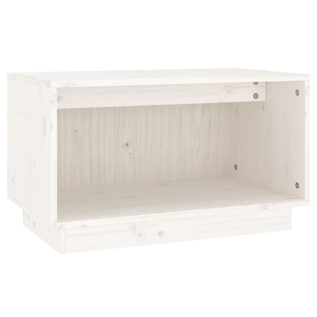 Mobile Porta TV Bianco 60x35x35 cm in Legno Massello di Pino - homemem39