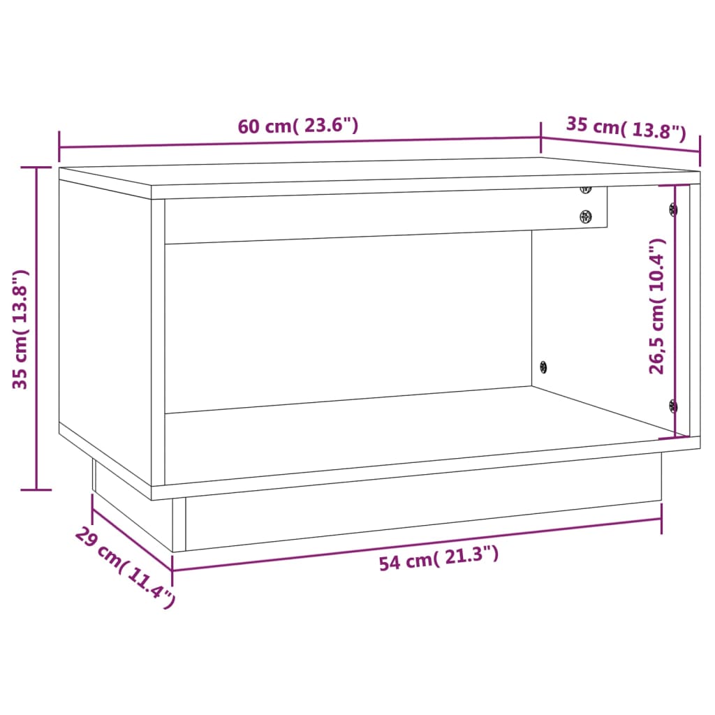 Mobile Porta TV Grigio 60x35x35 cm in Legno Massello di Pino - homemem39