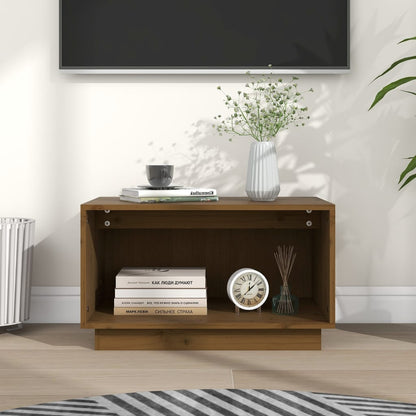 Mobile Porta TV Ambrato 60x35x35 cm in Legno Massello di Pino - homemem39