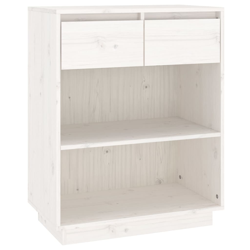 Mobile Consolle Bianco 60x34x75 cm in Legno Massello di Pino - homemem39