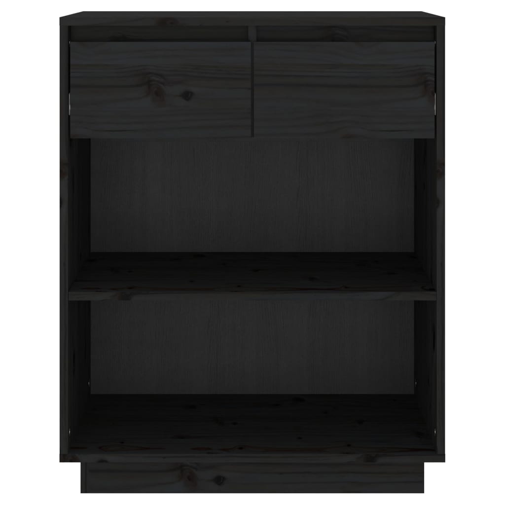 Mobile Consolle Nero 60x34x75 cm in Legno Massello di Pino - homemem39