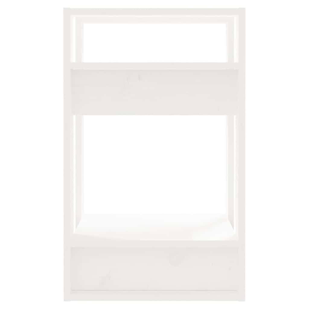 Libreria/Divisorio Bianco 41x35x57 cm in Legno Massello di Pino