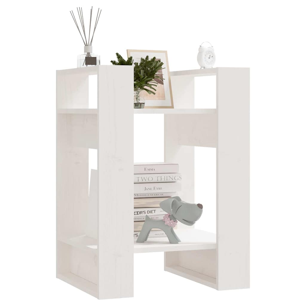 Libreria/Divisorio Bianco 41x35x57 cm in Legno Massello di Pino