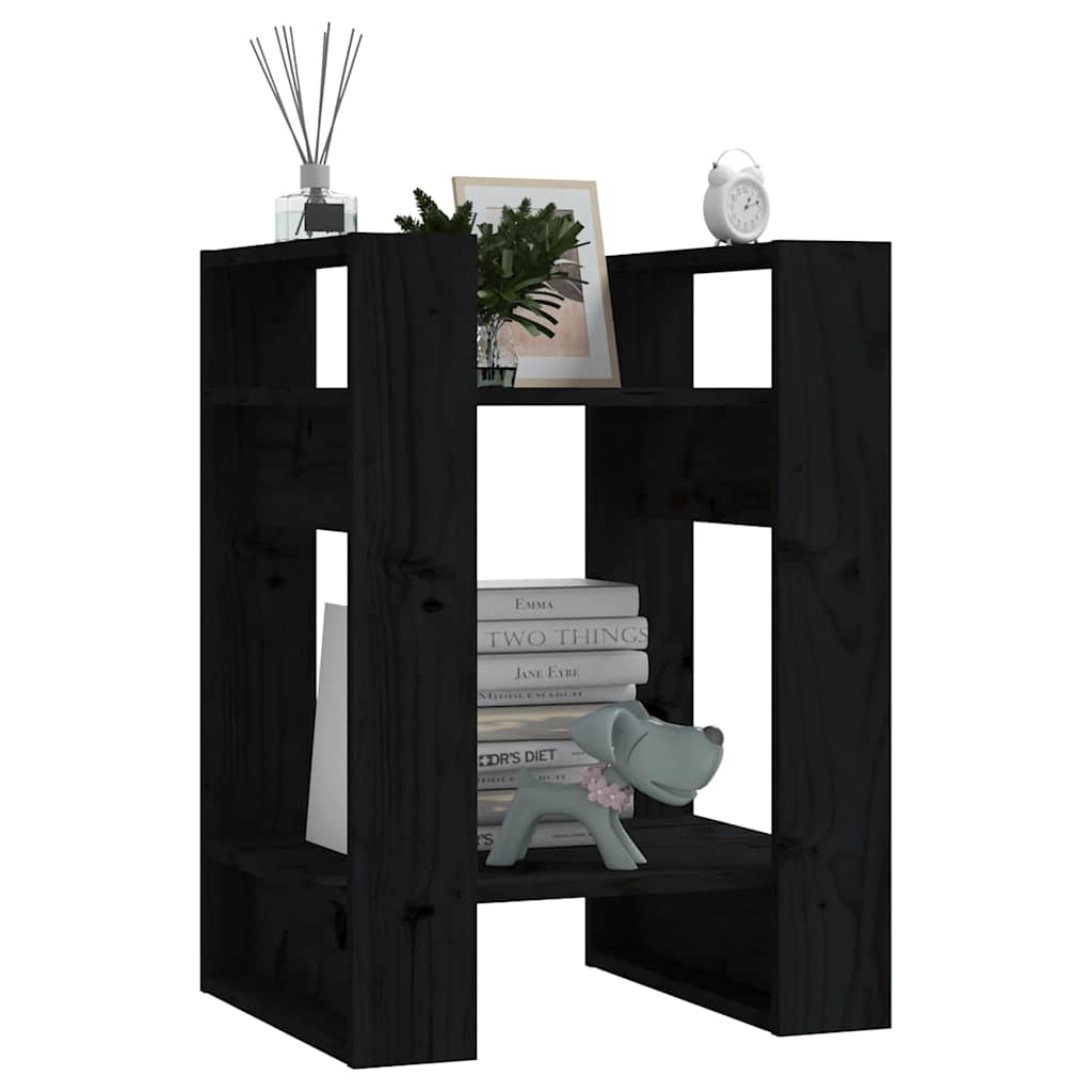 Libreria/Divisorio Nero 41x35x57 cm in Legno Massello di Pino | homemem39