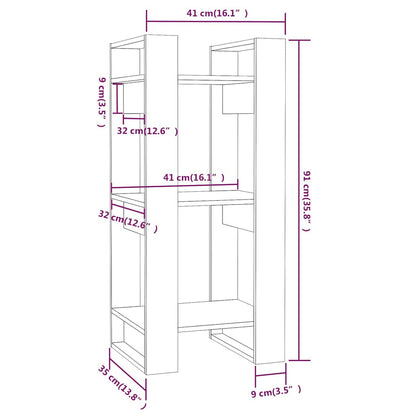 Libreria/Divisorio Bianco 41x35x91 cm in Legno Massello di Pino