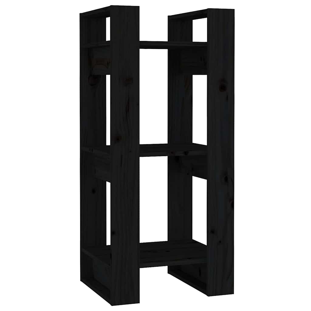 Libreria/Divisorio Nero 41x35x91 cm in Legno Massello di Pino