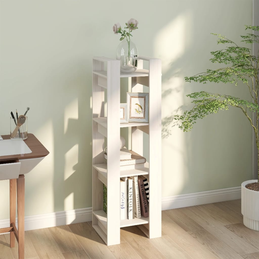 Libreria/Divisorio Bianco 41x35x125cm in Legno Massello di Pino | homemem39