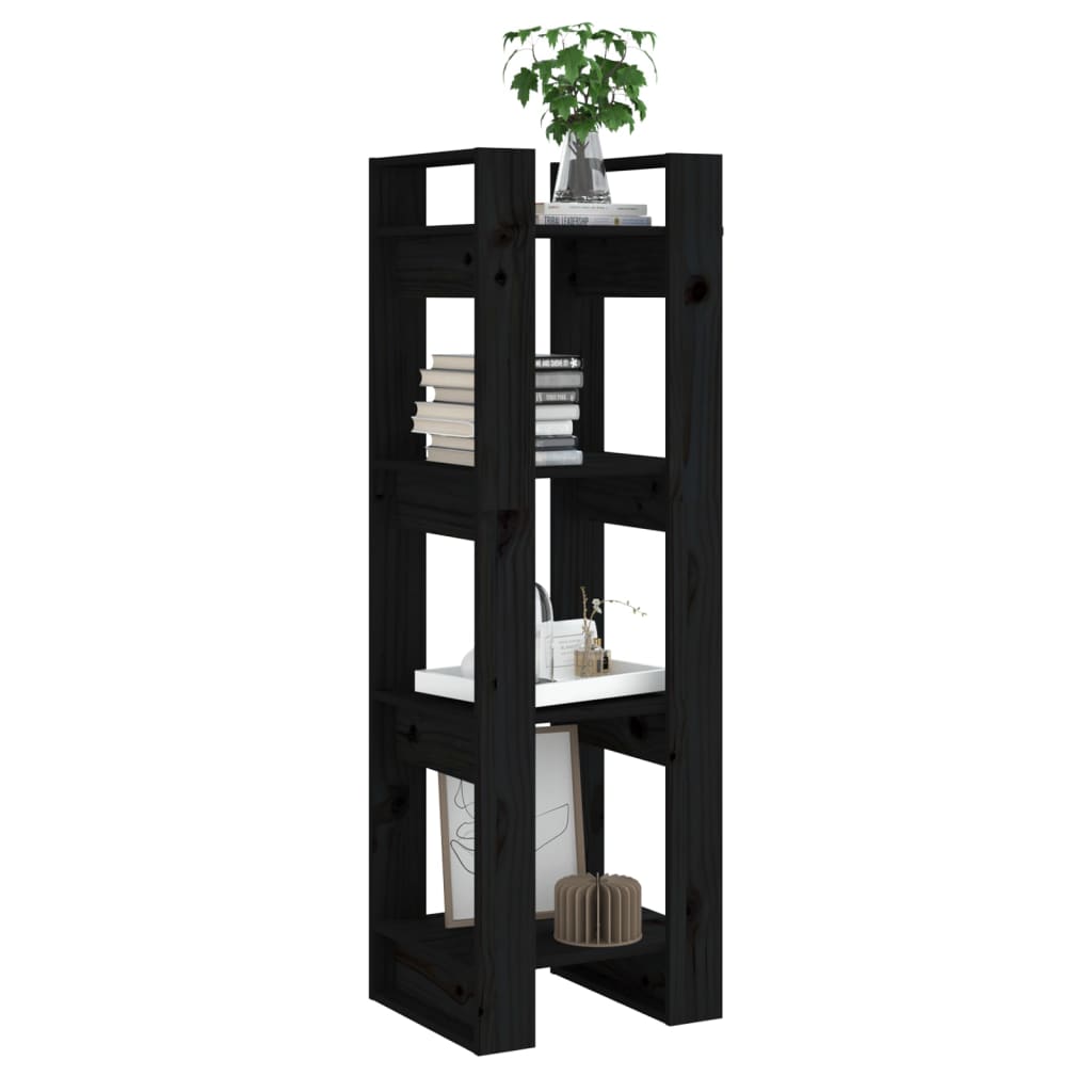Libreria/Divisorio Nero 41x35x125 cm in Legno Massello di Pino | homemem39