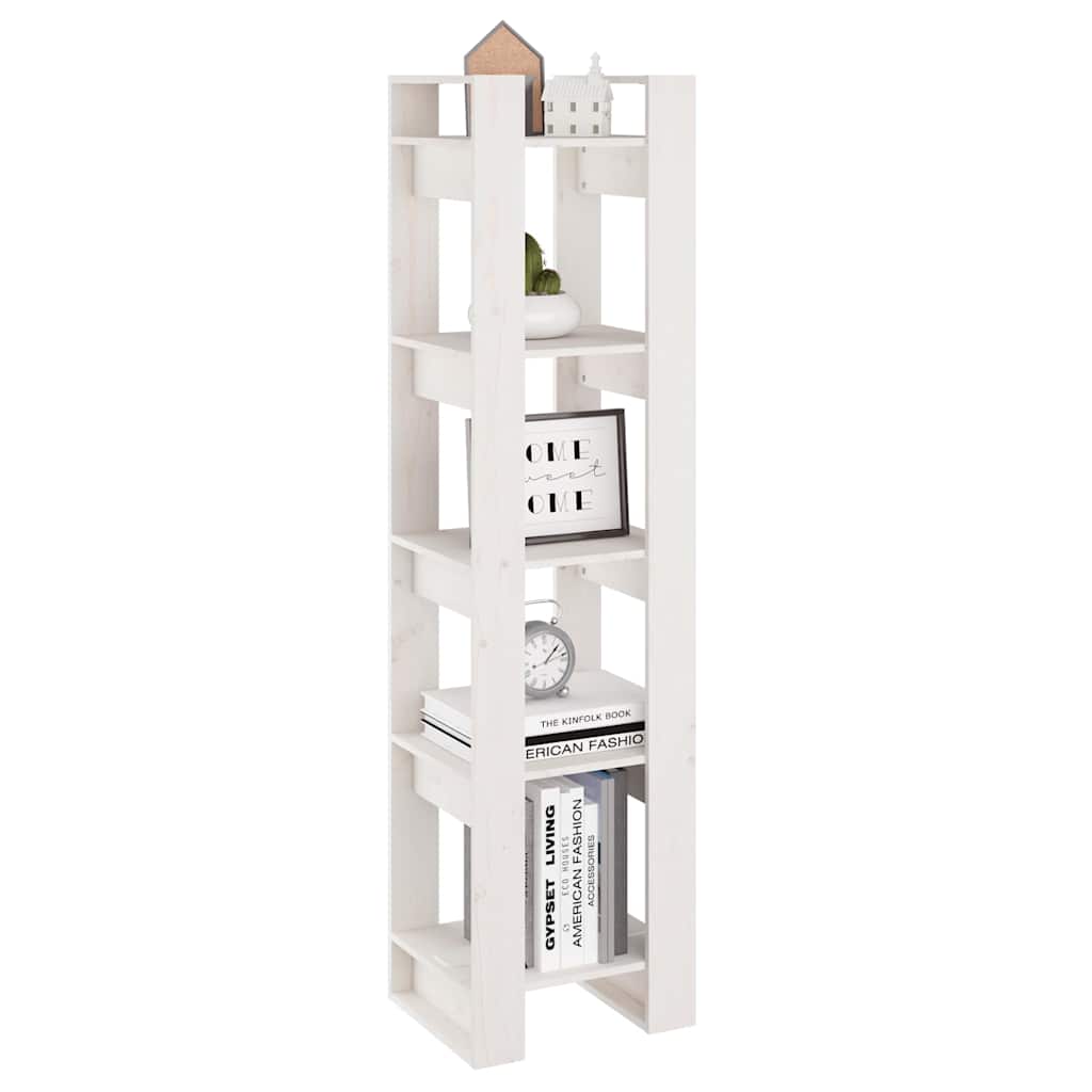 Libreria/Divisorio Bianco 41x35x160cm in Legno Massello di Pino
