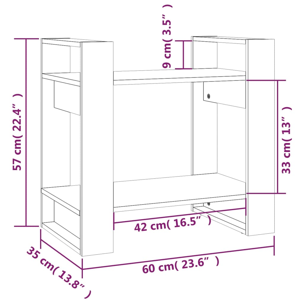 Libreria/Divisorio Ambrato 60x35x57 cm in Legno Massello | homemem39