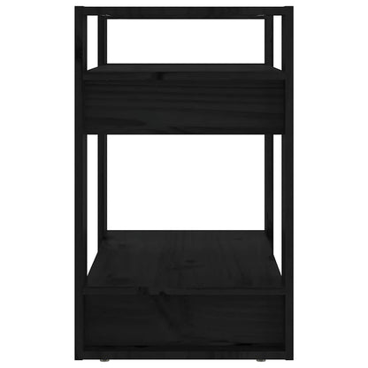 Libreria/Divisorio Nero 60x35x57 cm in Legno Massello di Pino