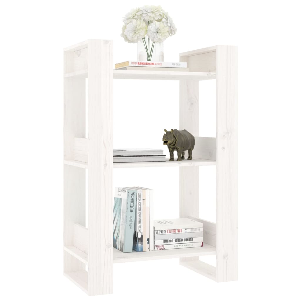 Libreria/Divisorio Bianco 60x35x91 cm in Legno Massello di Pino