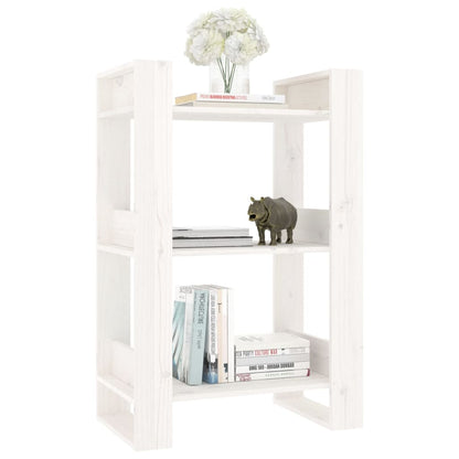 Libreria/Divisorio Bianco 60x35x91 cm in Legno Massello di Pino