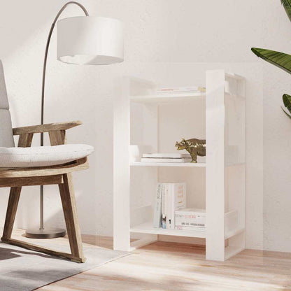 Libreria/Divisorio Bianco 60x35x91 cm in Legno Massello di Pino