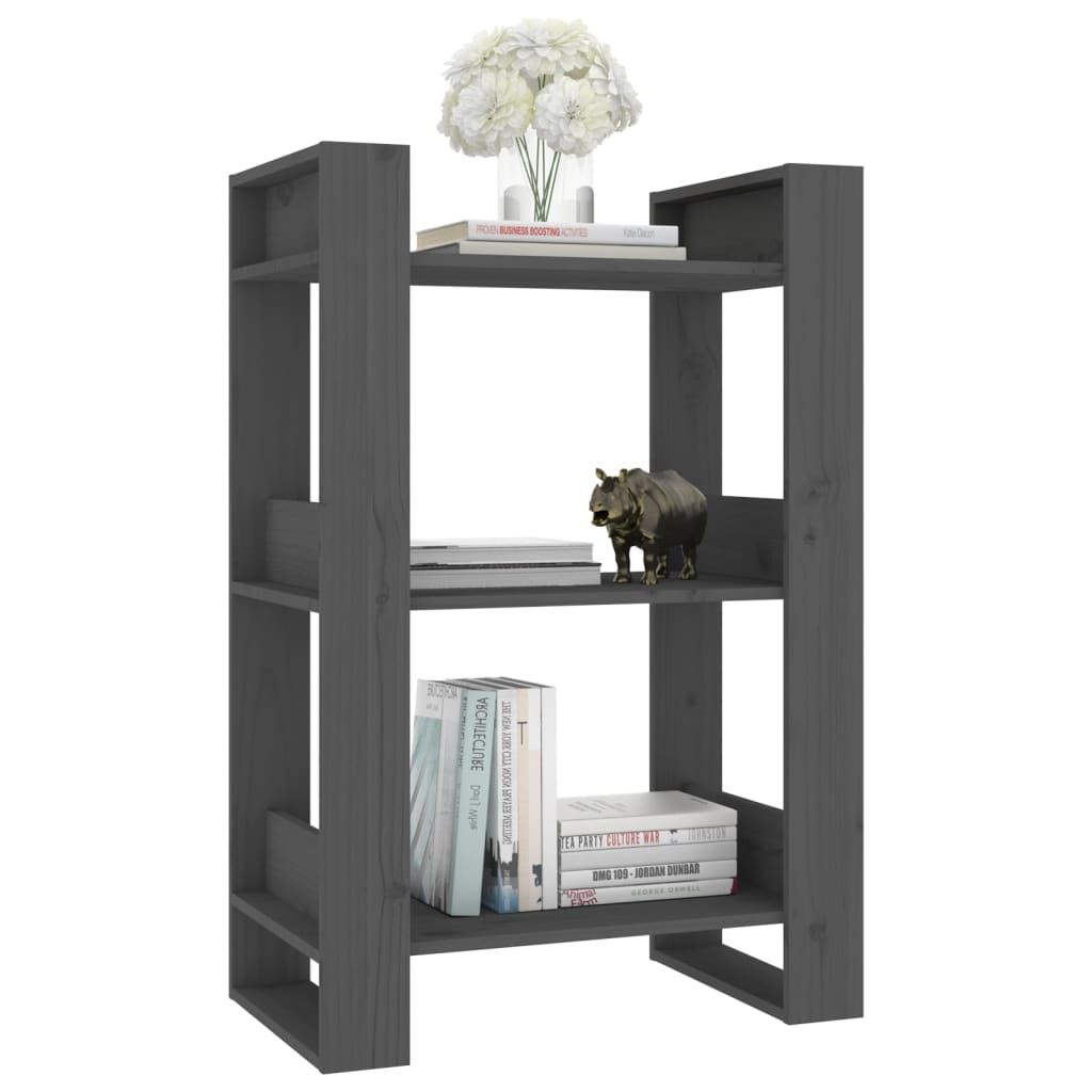 Libreria/Divisorio Grigio 60x35x91 cm in Legno Massello di Pino | homemem39