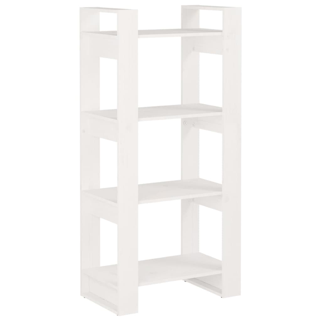 Libreria/Divisorio Bianco 60x35x125 cm Legno Massello