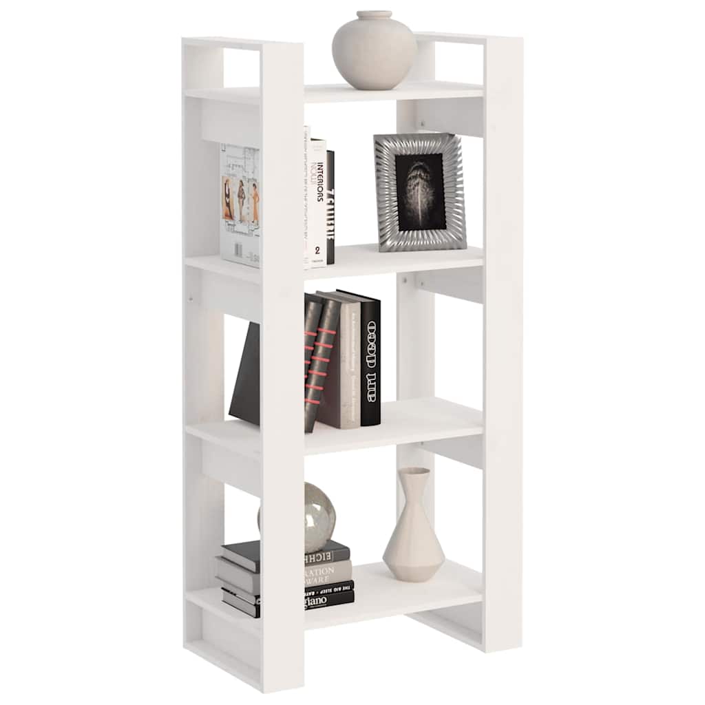 Libreria/Divisorio Bianco 60x35x125 cm Legno Massello