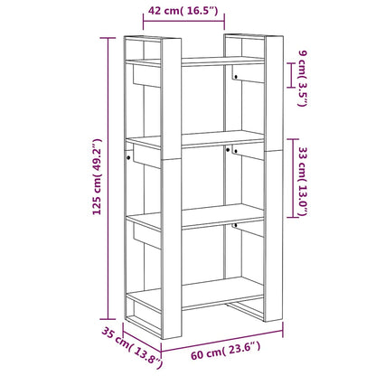 Libreria/Divisorio Bianco 60x35x125 cm Legno Massello