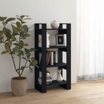 Libreria/Divisorio Nero 80x35x125 cm Legno Massello | homemem39