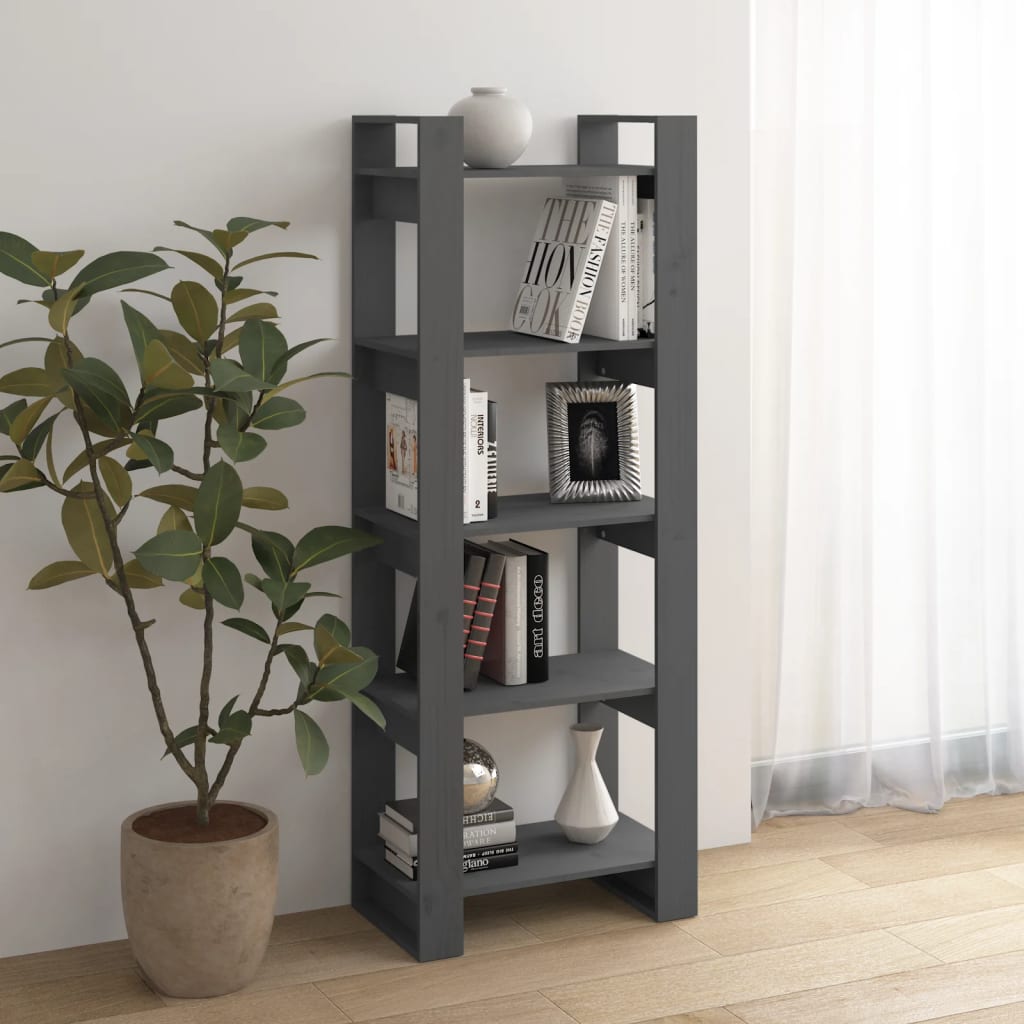 Libreria/Divisorio Grigio 60x35x160 cm Legno Massello | homemem39