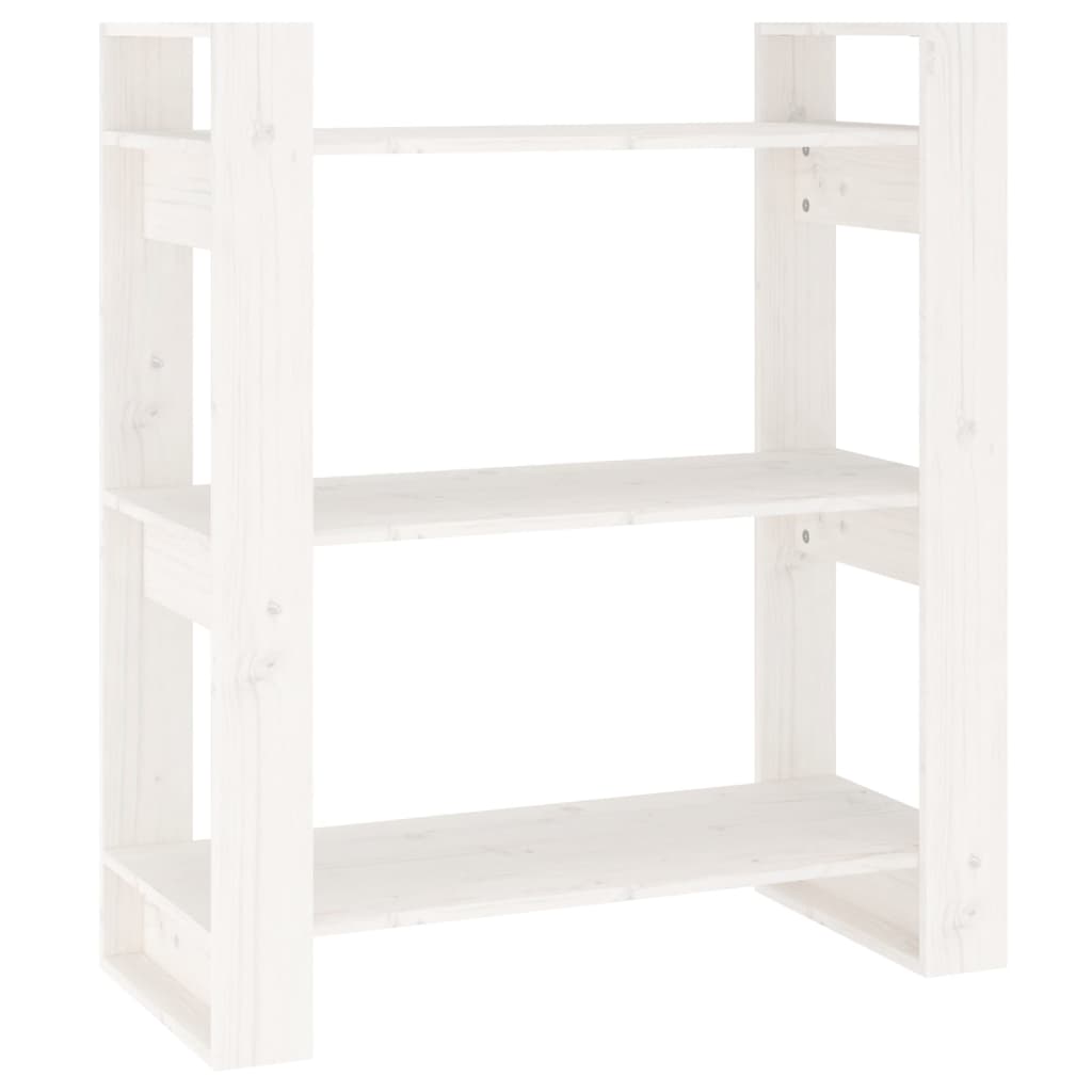 Libreria/Divisorio Bianco 80x35x91 cm in Legno Massello di Pino