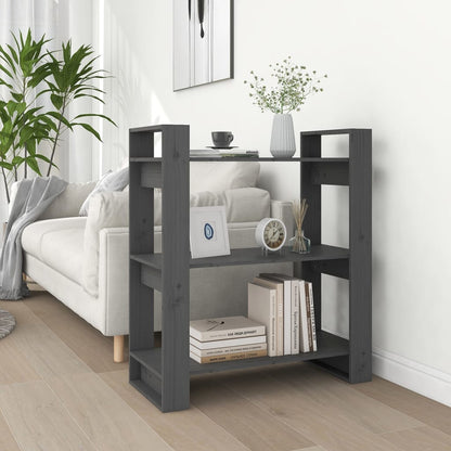 Libreria/Divisorio Grigio 80x35x91 cm in Legno Massello di Pino | homemem39
