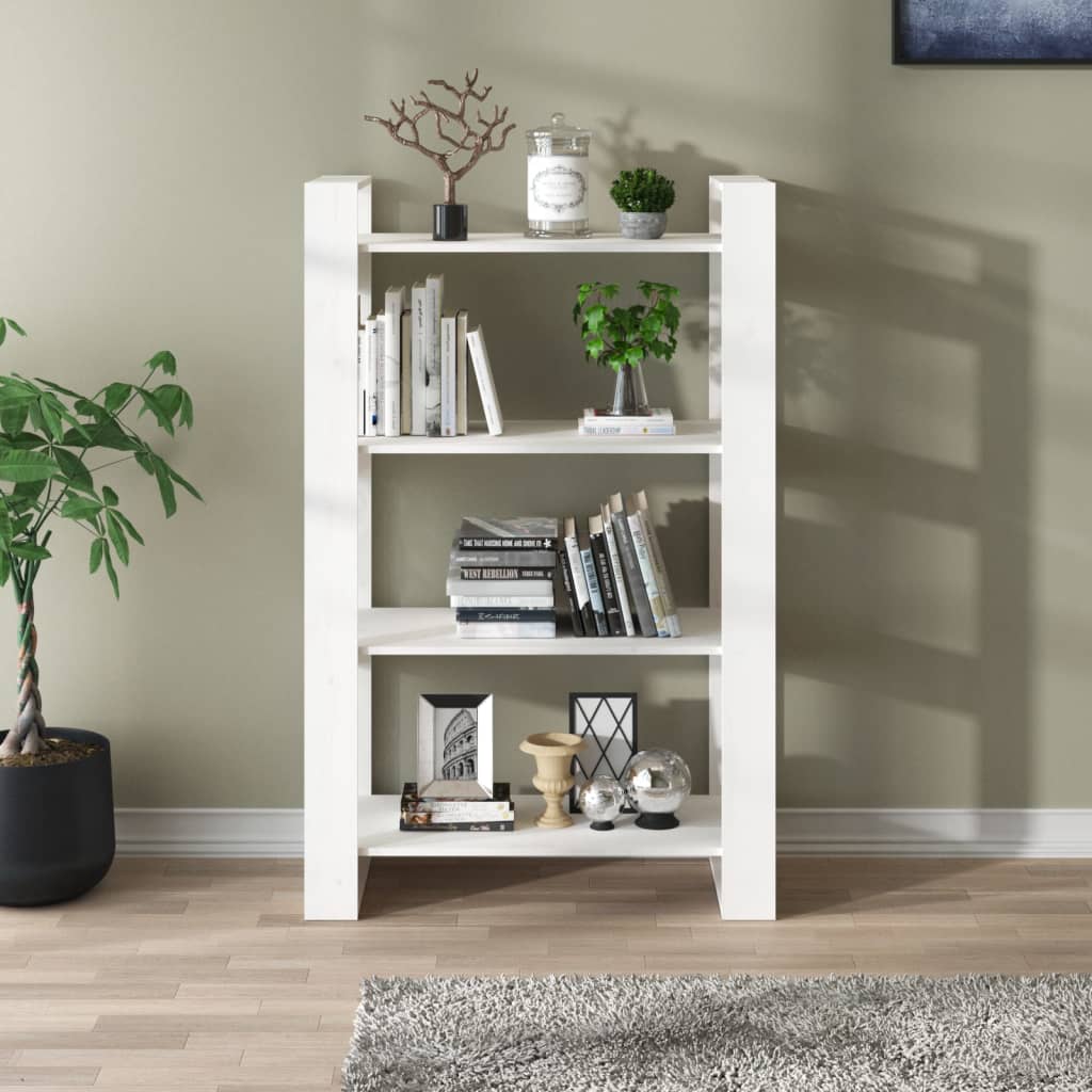 Libreria/Divisorio Bianco 80x35x125 cm Legno Massello di Pino | homemem39