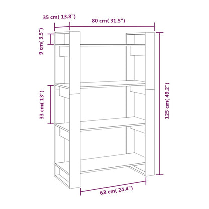 Libreria/Divisorio Ambrato 80x35x125 cm Legno Massello di Pino | homemem39