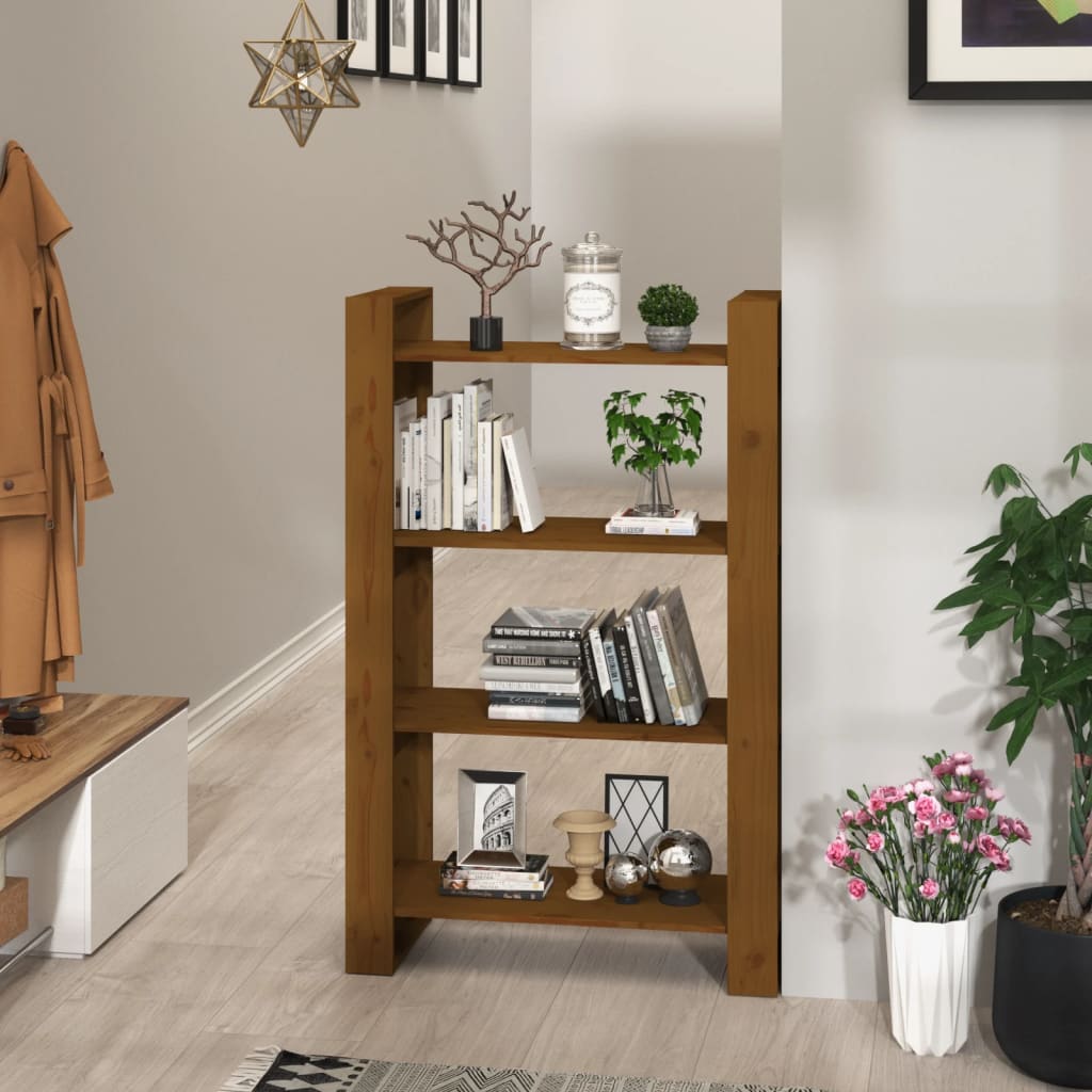 Libreria/Divisorio Ambrato 80x35x125 cm Legno Massello di Pino | homemem39