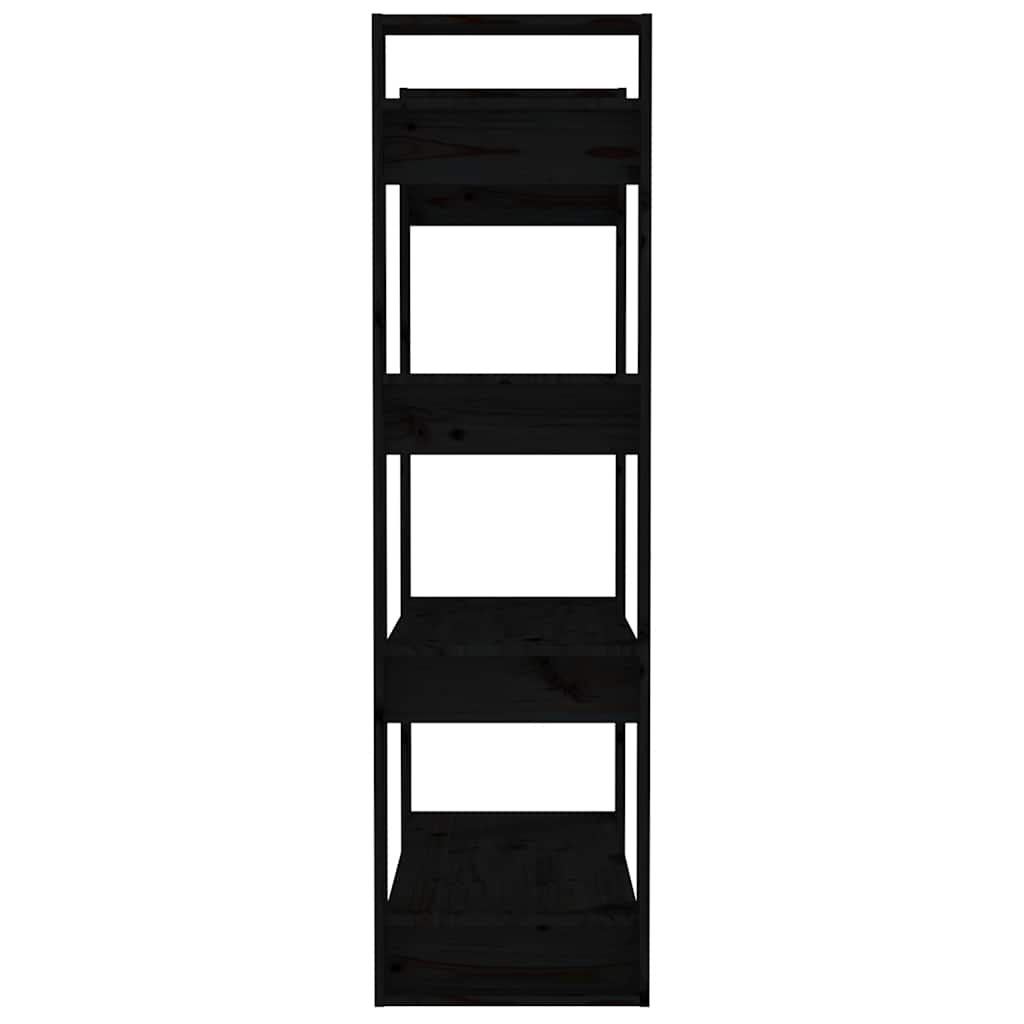 Libreria/Divisorio Nero 80x35x125 cm in Legno Massello di Pino