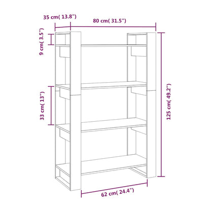 Libreria/Divisorio Nero 80x35x125 cm in Legno Massello di Pino