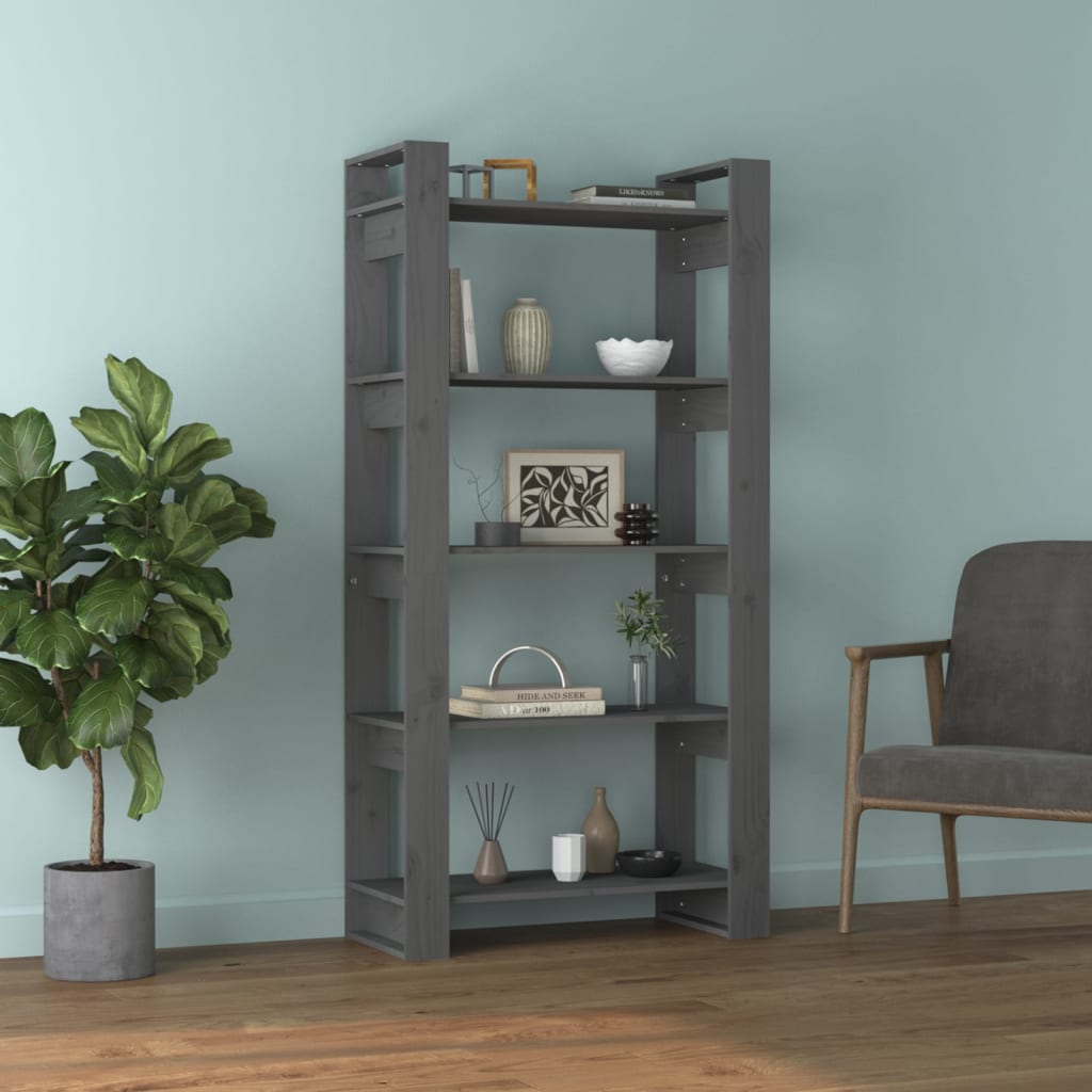 Libreria/Divisorio Grigio 80x35x160 cm Legno Massello | homemem39