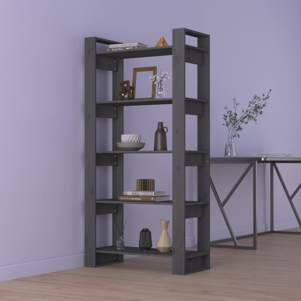 Libreria/Divisorio Grigio 80x35x160 cm Legno Massello | homemem39