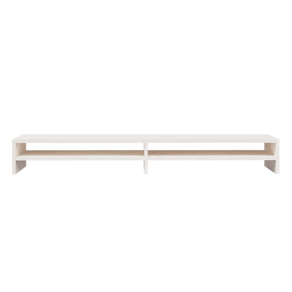 Supporto per Monitor Bianco 100x24x13 cm Legno Massello di Pino - homemem39
