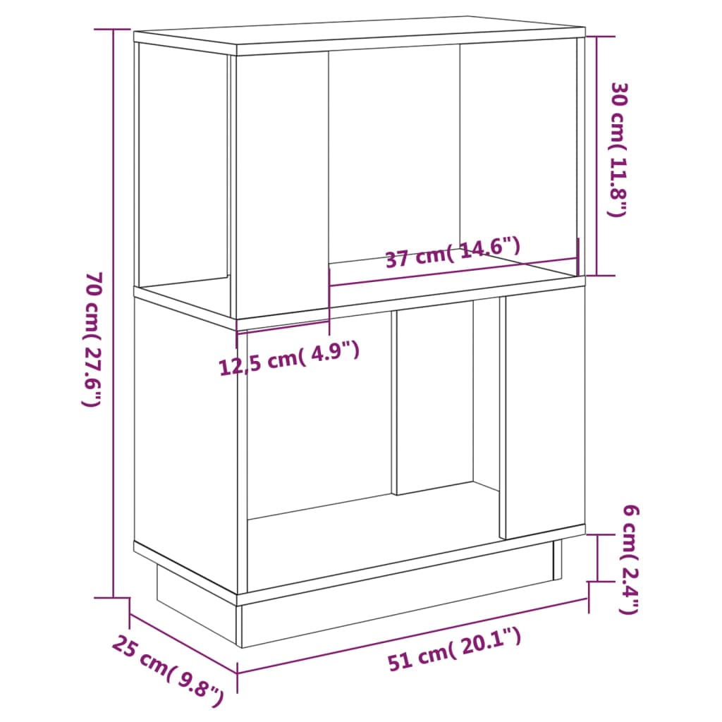 Libreria/Divisorio 51x25x70 cm in Legno Massello di Pino | homemem39