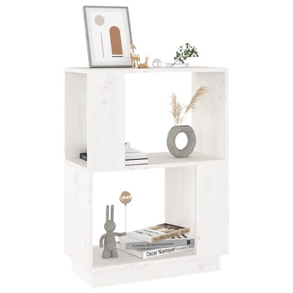 Libreria/Divisorio Bianco 51x25x70 cm in Legno Massello di Pino