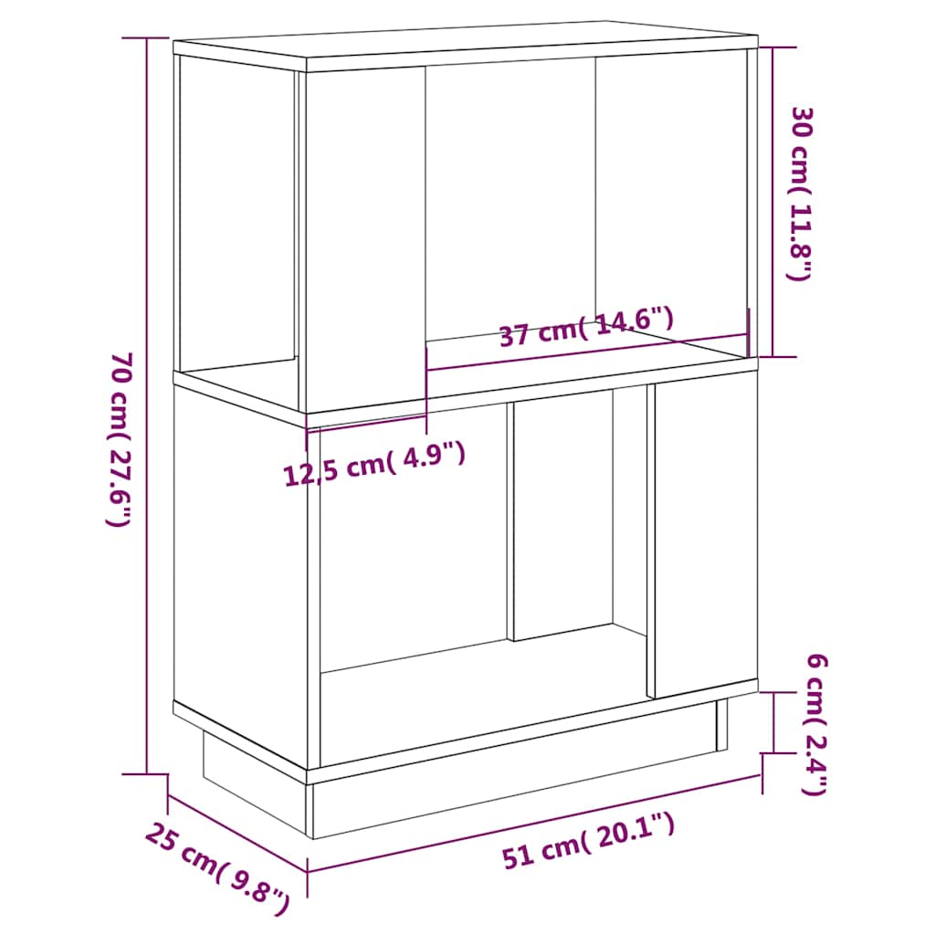 Libreria/Divisorio Bianco 51x25x70 cm in Legno Massello di Pino