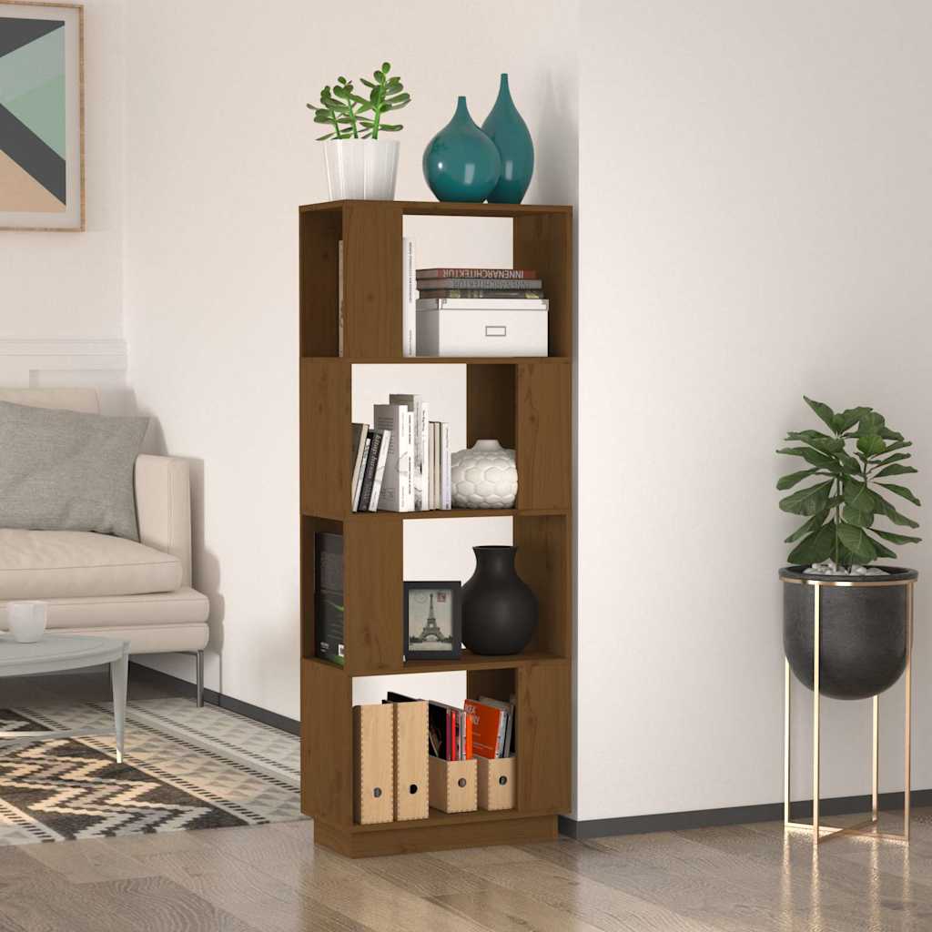 Libreria/Divisorio Ambrato 51x25x132 cm in Massello di Pino