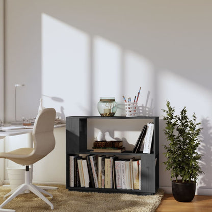 Libreria/Divisorio Grigio 80x25x70 cm in Legno Massello di Pino | homemem39