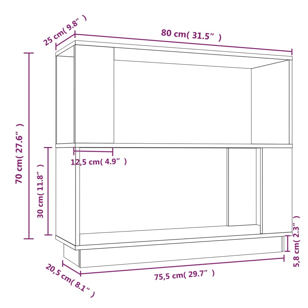 Libreria/Divisorio Ambrato 80x25x70 cm Legno Massello di Pino | homemem39
