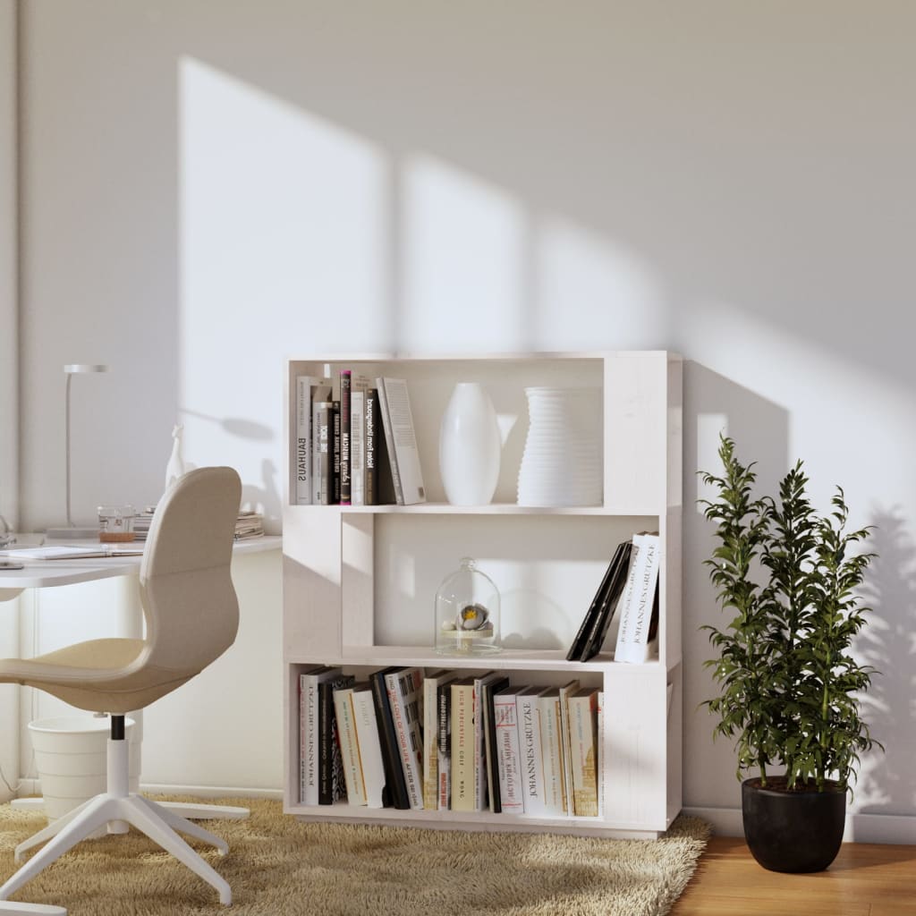 Libreria/Divisorio Bianco 80x25x101 cm Legno Massello di Pino | homemem39