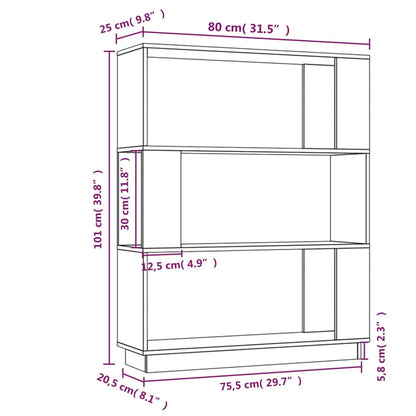 Libreria/Divisorio Grigio 80x25x101 cm Legno Massello di Pino | homemem39