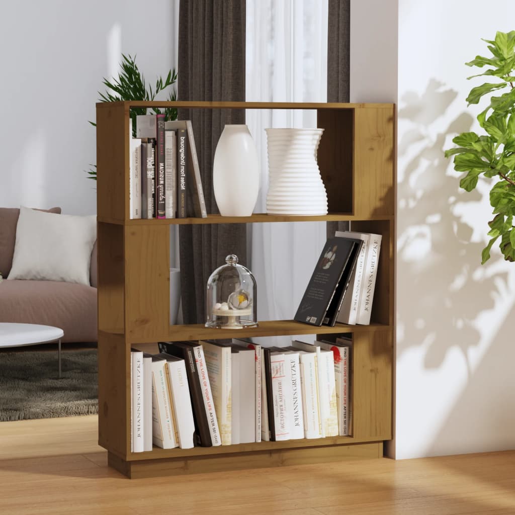 Libreria/Divisorio Ambrato 80x25x101 cm Legno Massello di Pino