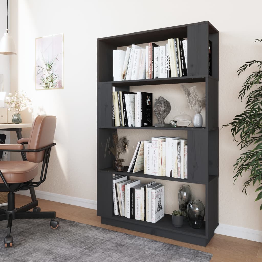 Libreria/Divisorio Grigio 80x25x132 cm Legno Massello di Pino | homemem39