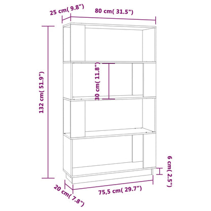 Libreria/Divisorio Grigio 80x25x132 cm Legno Massello di Pino | homemem39