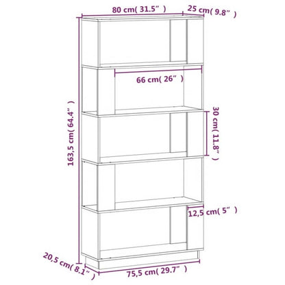 Libreria/Divisorio Bianco 80x25x163,5 cm Legno Massello di Pino | homemem39
