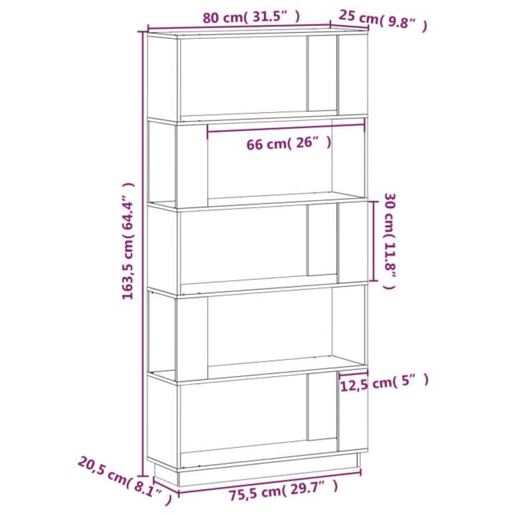 Libreria/Divisorio Bianco 80x25x163,5 cm Legno Massello