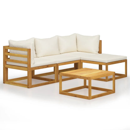 Set Salotto da Giardino 5 pz con Cuscini Legno Massello Acacia - homemem39