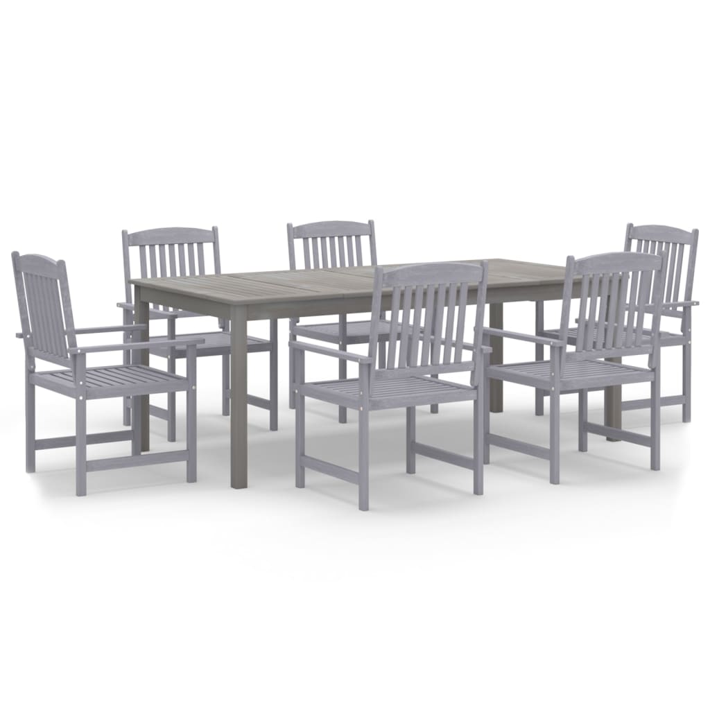 Set da Pranzo da Giardino 7 pz Legno Massello di Acacia Grigio | homemem39